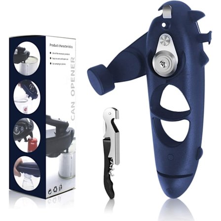 Manuell boksåpner 8 i 1 Multifunksjonell boksåpner med glatt kant Flaskeåpner Nye kjøkkenredskaper Tilbehør (Turkis)