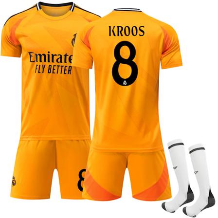 24-25 Real Madrid udebane Børnefodboldsæt nr. 8 KROOS Kids 18(100-110cm)