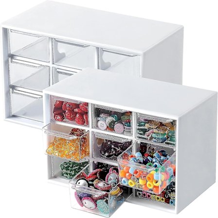 Hobbykasse med 9 skuffer - Bordopbevaring Organizer Mini Skuffer til Håndværk Smykker Kosmetik Kunst Syartikler - yu