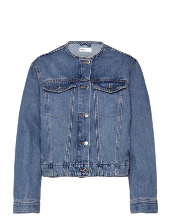 Gina Tricot Collarless Denim Jacket - Blue - S