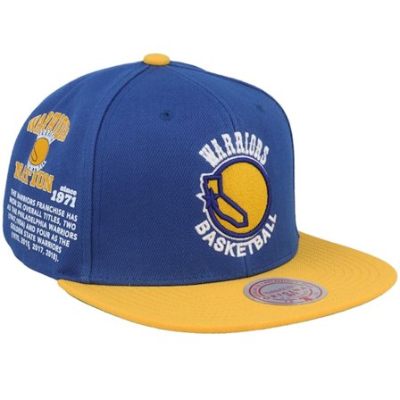 Mitchell & Ness - NBA Blauw snapback Cap - Golden State Warriors Team Origins Blue/Yellow Snapback @ Hatstore
