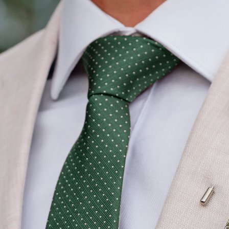 Green Polka Dot Silk 6cm Tie for Men - Patterned Ties