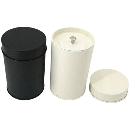 2 st Te-burkar för löst te Runda Dubbeltätande Burk med Lock Behållare Förvaring Kaffe Socker Förvaring och Organisation, 7,5*12cm (Vit, Svart)