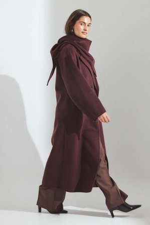 NA-KD zweireihiger Mantel aus Wollmischung mit Doppelknopf - Winterjacken - Burgundy - EU 42