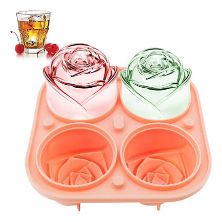 Mordely Rose Ice Cube Molds, Silikon rund kub blomform