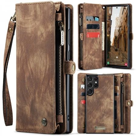 CaseMe Multi-Slot 2 i 1 Plånboksfodral Galaxy S24 Ultra Brun