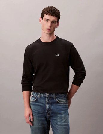 Calvin Klein Jeans Ls Easy Monogram Tee - Black - L