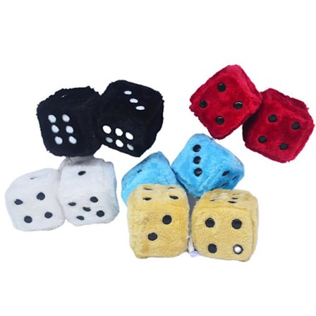 2 stk Hengende Terninger for Bil, Plysj Bilpynt med Prikker og Sugeskoppendler for Bilglass, Kjøleskap