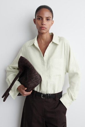 COS Women's Oversized Linen Shirt in Green