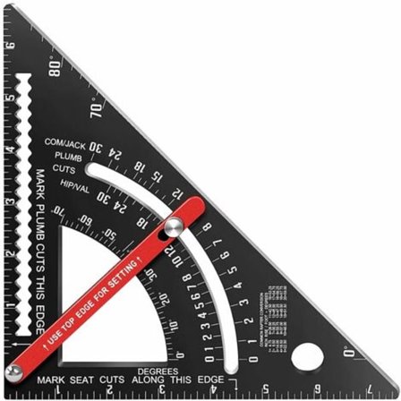 Snickarvrå i metall, aluminium, triangelvrå, gradskiva 45 90 grader