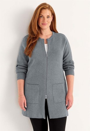 Cellbes of Sweden - Cardigan med dragkedja - gråmelange - för damer - 38/40
