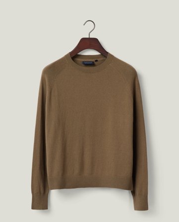 Lexington Raglan-sweater i bomuld/cashmere-blanding, mørkegrøn