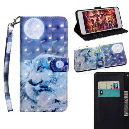 Huawei P30 Lite kuvio nahkakotelo - Valkoinen Susi White