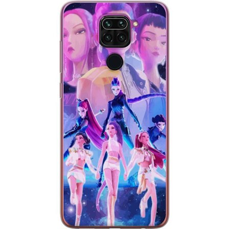 Yhteensopiva Puhelinkuori Xiaomi Redmi Note 9 K-pop-inspiroinut tulevaisuutta ennakoiva tyttöryhmä neonvaloissa ja kosmisessa sci-fi-esiintymislaval