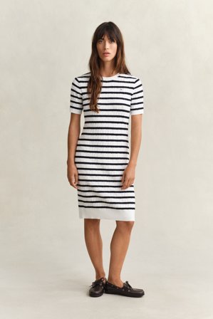 GANT Damen Zopfstrick Kleid aus Baumwolle (XL) Weiß