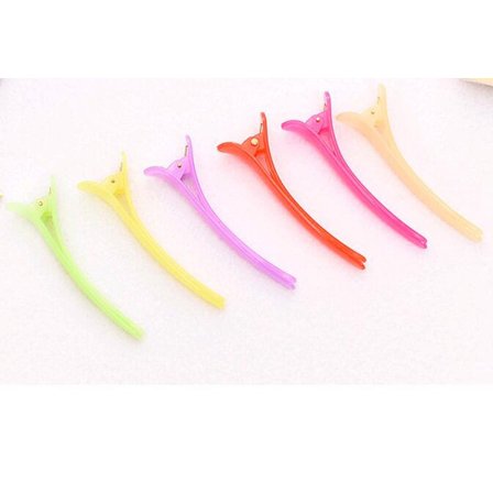 6-pack hårklämmor - Professionella halkfria flerfärgade plastklämmor med krokodilform