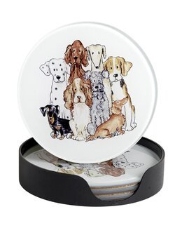 Glasunderlägg Hund 4-pack Vit - Nääsgränsgården