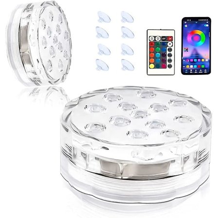 Led damlys 13led 2pack nedsenkbare lys med app og fjernkontroll svømming
