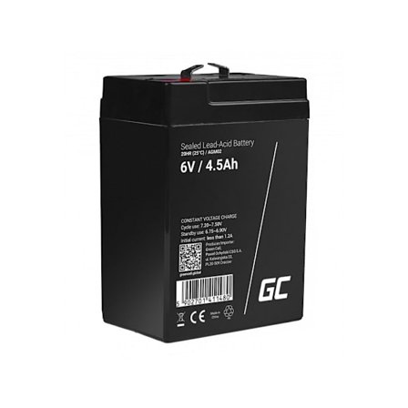 Green Cell AGM VRLA 6V 4.5Ah maintenance-free battery for alarm system, cash register, toys