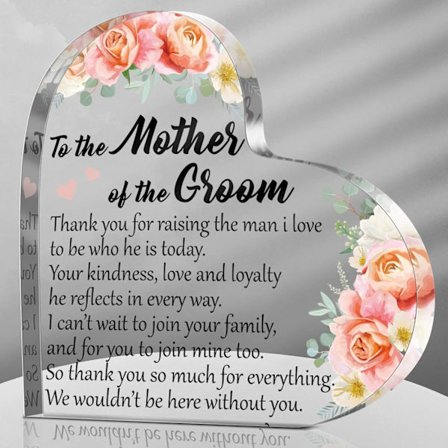 Present till brudgummens mor från bruden, brudgummens mors presenter, bröllopspresent, akrylhjärta, dekorativ skylt, tackpresenter till mamma
