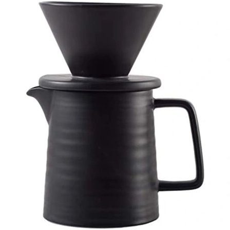 500ML Häll över kaffeset, Premium Keramisk V60 Droppare och Karaff, 1-2 Koppar Hemfilter Kaffebryggare (Svart)[CO]