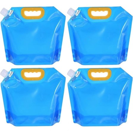 0,66 Gallon Sammenfoldelig Vandbeholder, 4-pak Plastopbevaringskande Foldbar Vandpose til Camping, Vandring, Nødvandsopbevaring, Klar Blå 0,66 Ga...