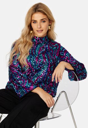 YAS Flua 3/4 Top Black Detail:Pink An Klær