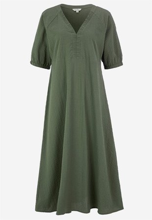 Cellbes of Sweden - Kjole i seersucker i kakigrønn for damer i størrelse 50/52