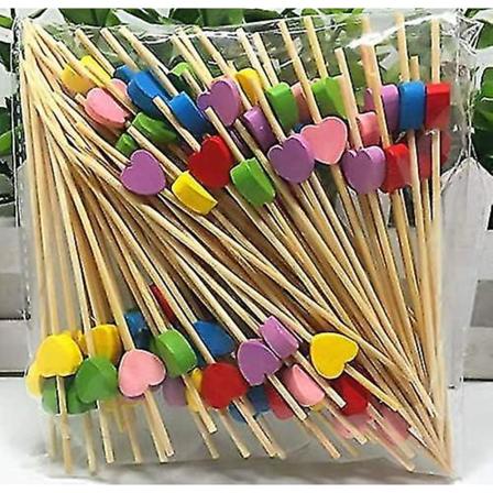 Cocktailpinner 100 stk Treetannpinner Festutstyr Frill Fingermat Frukt Sandwich Nibbles - Flerfarget Hjerter