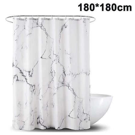 Marble Shower Curtain, Anti-mold, Anti-bacterial, Waterproof Made Of Polyester With 12 S