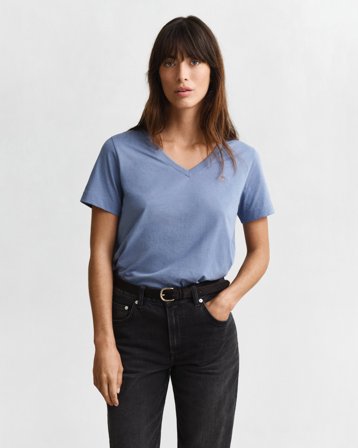 GANT Damen V-Neck T-Shirt (L) Blau