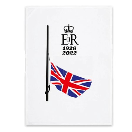 Queen Elizabeth II Halvmast Tea Towel En Storlek Vit