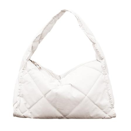 Puffer Bucket Bag Moderigtig og varm polstret skuldertaske til koldt vejr White