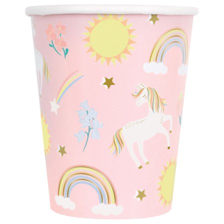 Pappkopper Enhjørning 27 cl 8-pakning