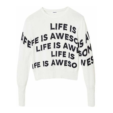 Desigual, Round-neck Knitwear Wit, Dames, Maat:M