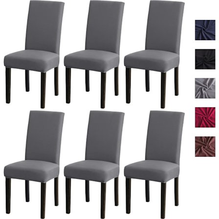 6 stk Stretch Stoltrekk - Vaskbare Stretch Stoltrekk grå