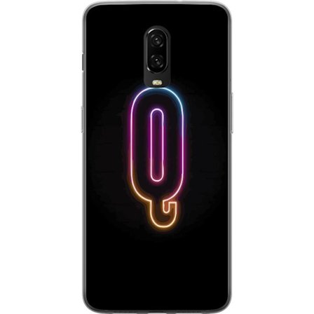 Kompatibelt Mobildeksel til OnePlus OnePlus 6T Minimalistisk neonbokstav Q i skinnende farger mot mørk bakgrunn