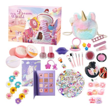 Julekalender - 24 Rums Makeup Taske og Enhjørning Taske Sæt, Julegave til Teenagepiger, Børns Fødselsdagsgave, Overraskelsesgave