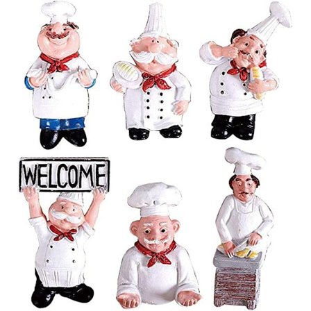 6 kpl kokki jääkaapin magneetteja 3D hartsi sarjakuva luova leipä