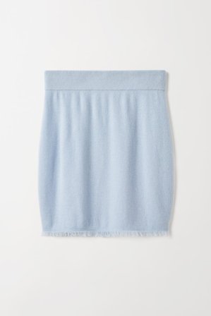 Soft Goat - Frayed Skirt - Cashmere skirt - S - Light Blue