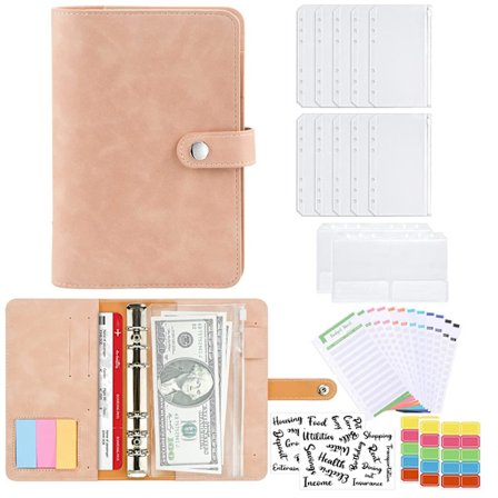 Ny budsjettplanlegger Budsjettperm A6, Sparemappe Mappe med konvolutt Konvoluttmetode, med rom for penger A6 Perm Budsjettnotatbok