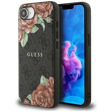 Guess 4G Flowers Print MagSafe-etui for iPhone 16e - svart