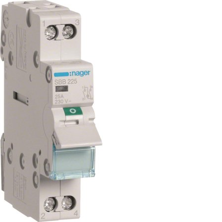 Hager SBB225 Lastbryter med lampe, 25 A 2-polet, Elfordeling & strømforsyning