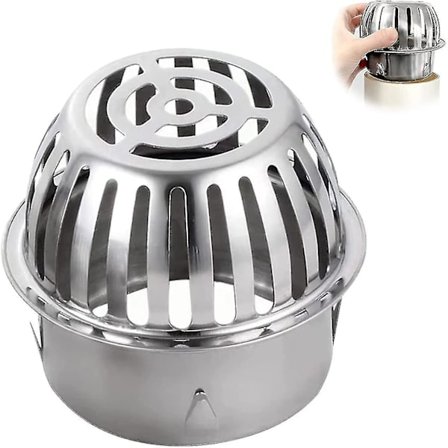 Ruostumattomasta teräksestä valmistettu kupera lattiakaivo, 1 kpl viemärisuodatin, ruostumattomasta teräksestä valmistettu viemärisuodatin 