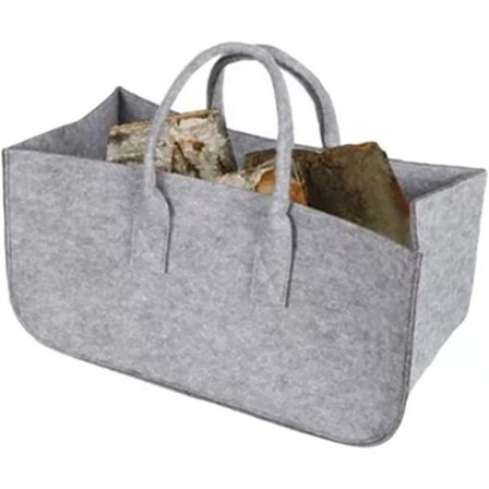 Filttaske Indkøbspose Sammenklappelig Brændeopbevaringsposer med Håndtag 50 * 25 * 25cm Sort 1 Stk