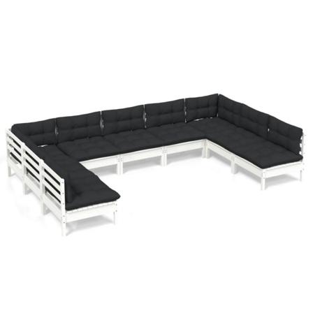 Vidaxl Loungegrupp Med Dynor 9 Delar Vit Massiv Furu Vit
