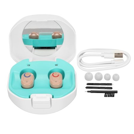 Ørepropper Høreapparater Oppladbare Støydempende Lett Digital Høreforsterker for Eldre Voksne Gulaktig Rosa