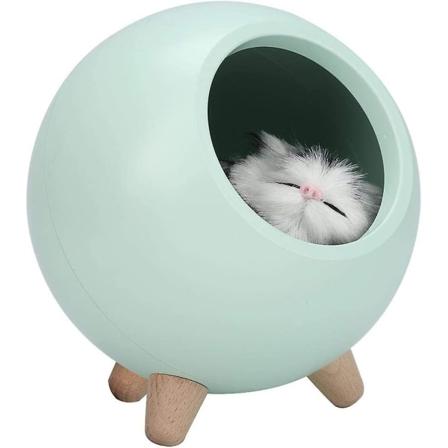 Kat Pet House Bordlampe, Sød Kat Natlys Lille Kæledyrshus Dobbelt Strøm USB Opladning Led Natlampe Soveværelse Belysning Atmosfære Lampe Green