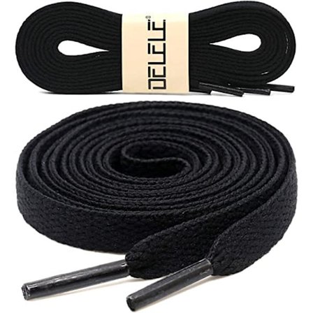 2 par flade snørebånd, velegnet til skateboardsko og sportsko, 43" tommer (sort)