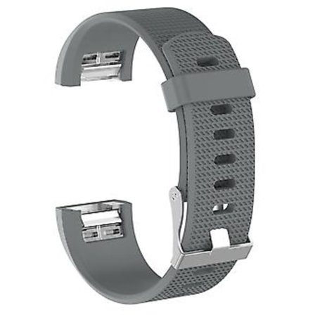 Armband i silikon med vanlig textur för Fitbit Charge 2 med spänne, Storlek: S (Vit) S (Grå)